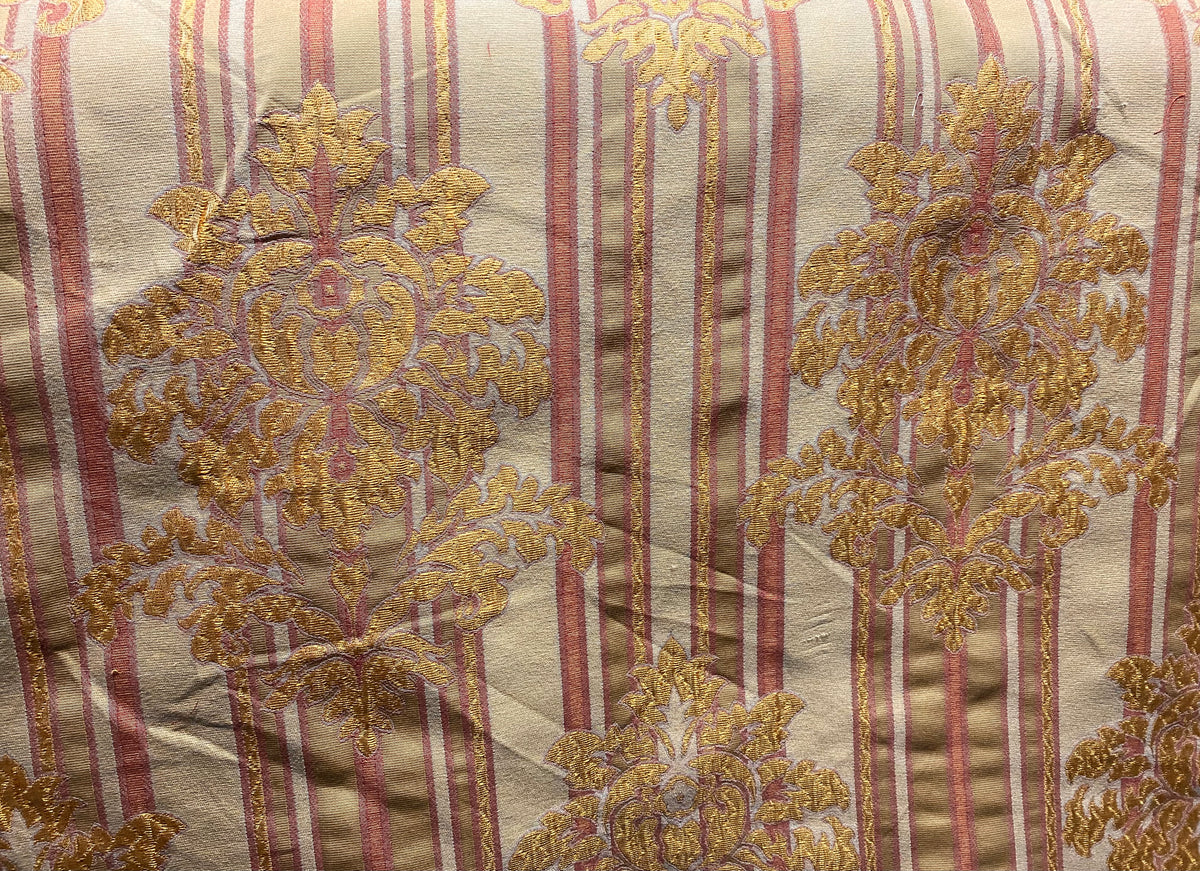 NEW Queen Marion Novelty Ritz Neoclassical Brocade Medallion Striped Jacquard Satin Fabric - Made in Italy - Gold Red Beige- Style# HG10001 - Fancy Styles Fabric Pierre Frey Lee Jofa Brunschwig & Fils