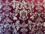 NEW COLOR! Queen Renee Burnout Antique Inspired Velvet Fabric Burgundy & Gold