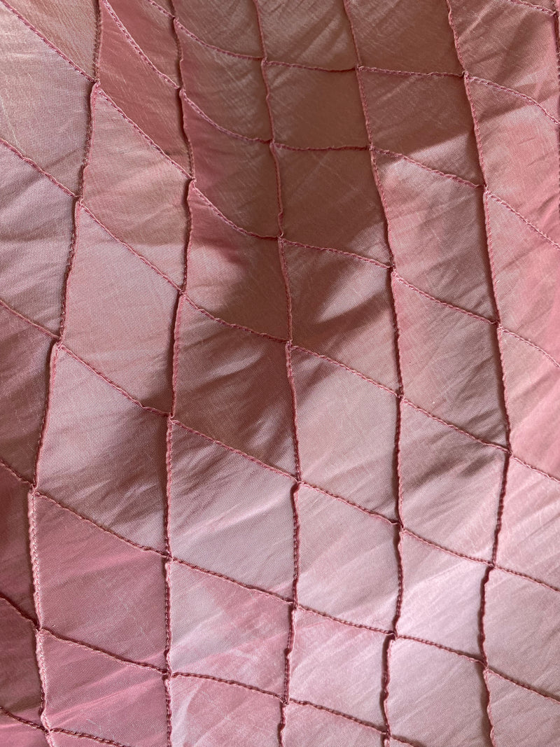 Live Deal: Lady Katala “Faux Silk” Pintuck Diamond Fabric- Pink