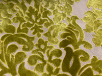 NEW! Princess Perma - LARGE REPEAT- Designer Italian Venetian Burnout Damask Velvet Yellow-Lime Chartreuse Fabric Upholstery - Fancy Styles Fabric Pierre Frey Lee Jofa Brunschwig & Fils
