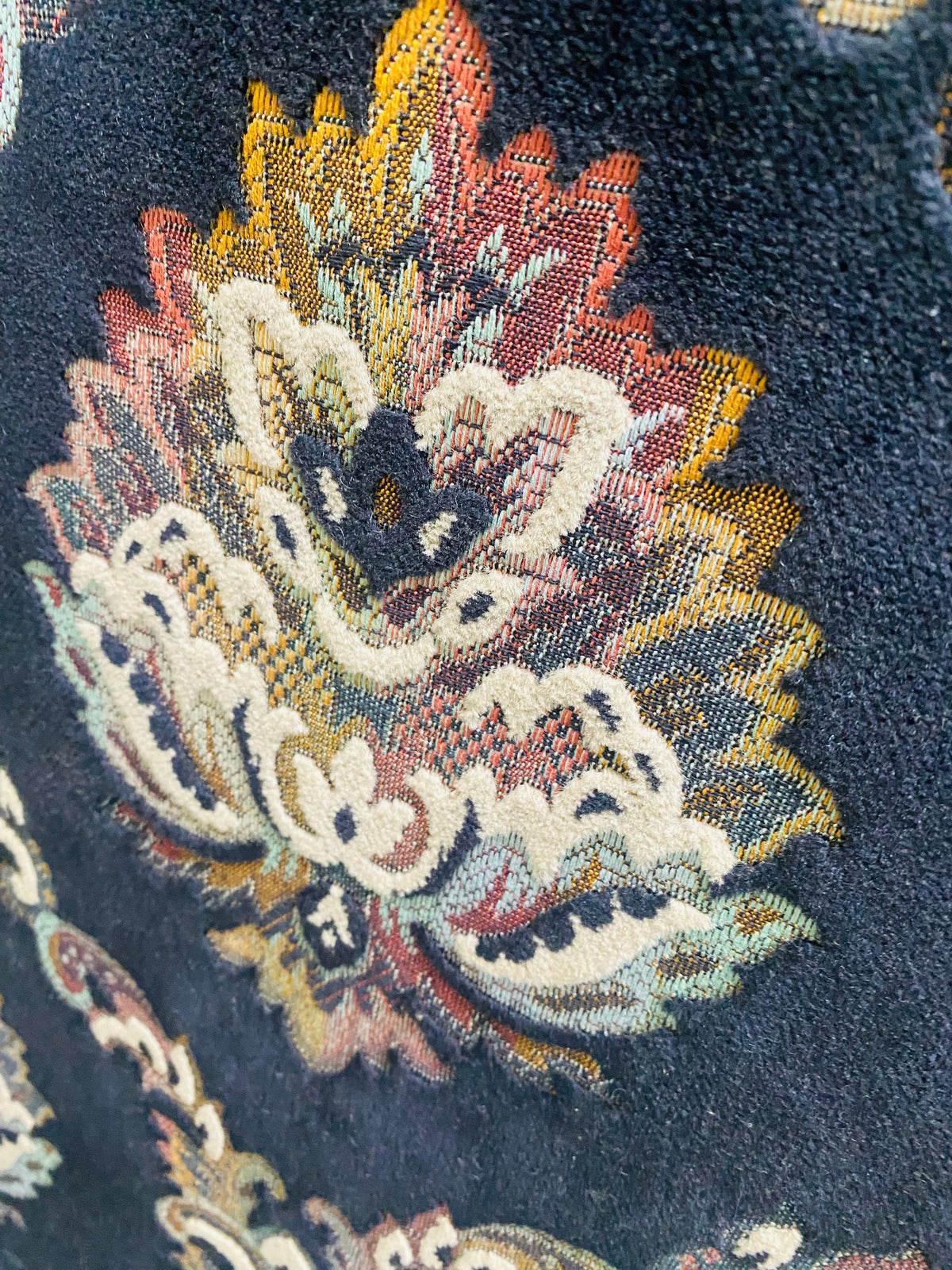 NEW! Duke Challace Designer Italian Burnout Medallion Chenille Velvet Upholstery Fabric - Black - Fancy Styles Fabric Pierre Frey Lee Jofa Brunschwig & Fils