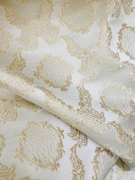 NEW! Duke Fiante Brocade Satin Fabric- Champagne- Damask Upholstery Neoclassical Louis