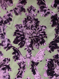 NEW! Prince Jasper - Designer Italian Venetian Burnout Damask Cut Velvet Purple Fabric Upholstery - Fancy Styles Fabric Pierre Frey Lee Jofa Brunschwig & Fils