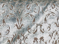 NEW! Duke Santori Designer Venetian Italian Burnout Medallion Chenille Velvet Silver-Blue Bronze Fabric Upholstery - Fancy Styles Fabric Pierre Frey Lee Jofa Brunschwig & Fils