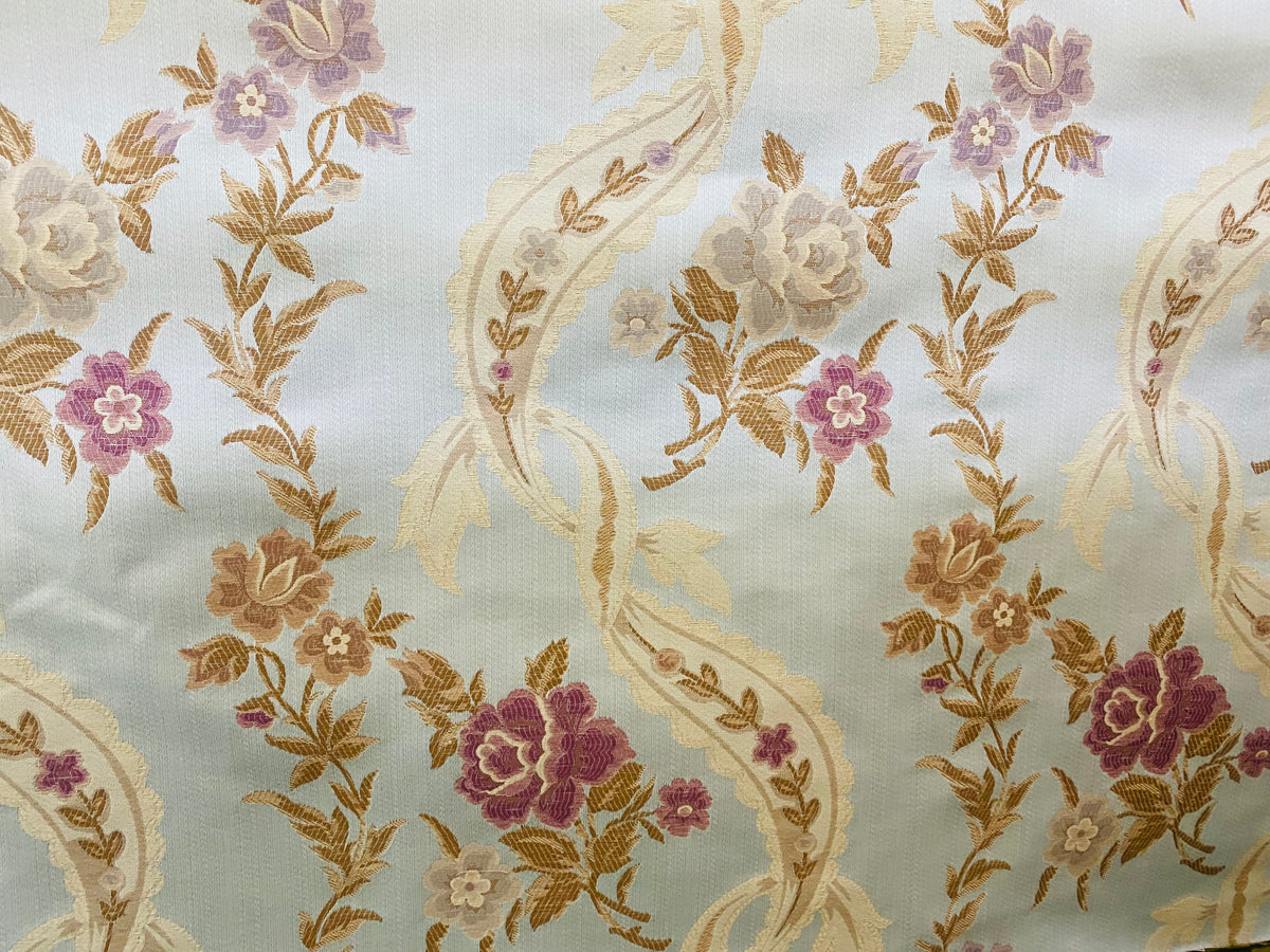 NEW Queen Marionette Novelty Ritz Neoclassical Brocade Medallion Floral Aubusson Satin Fabric - Ivory - Fancy Styles Fabric Pierre Frey Lee Jofa Brunschwig & Fils