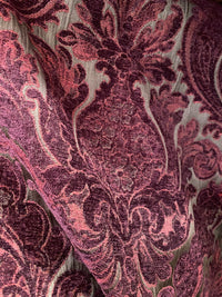 NEW! Emperor Theodore - Designer Italian Venetian Burnout Damask Velvet Burgundy Red Fabric Upholstery - Fancy Styles Fabric Pierre Frey Lee Jofa Brunschwig & Fils