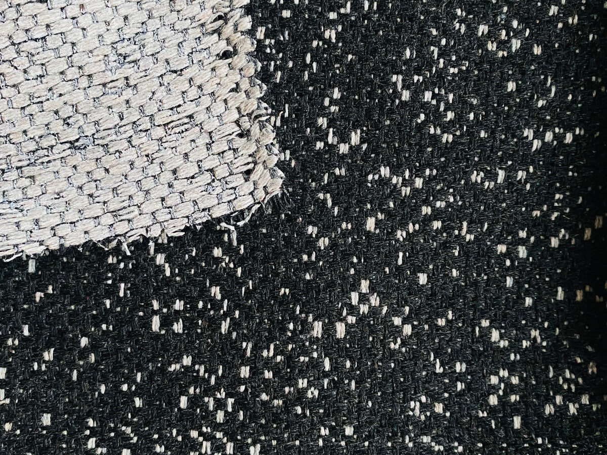 New! SUNBRELLA Tweeds Raven Black and White Water Repellent Indoor Outdoor Fabric - Fancy Styles Fabric Pierre Frey Lee Jofa Brunschwig & Fils