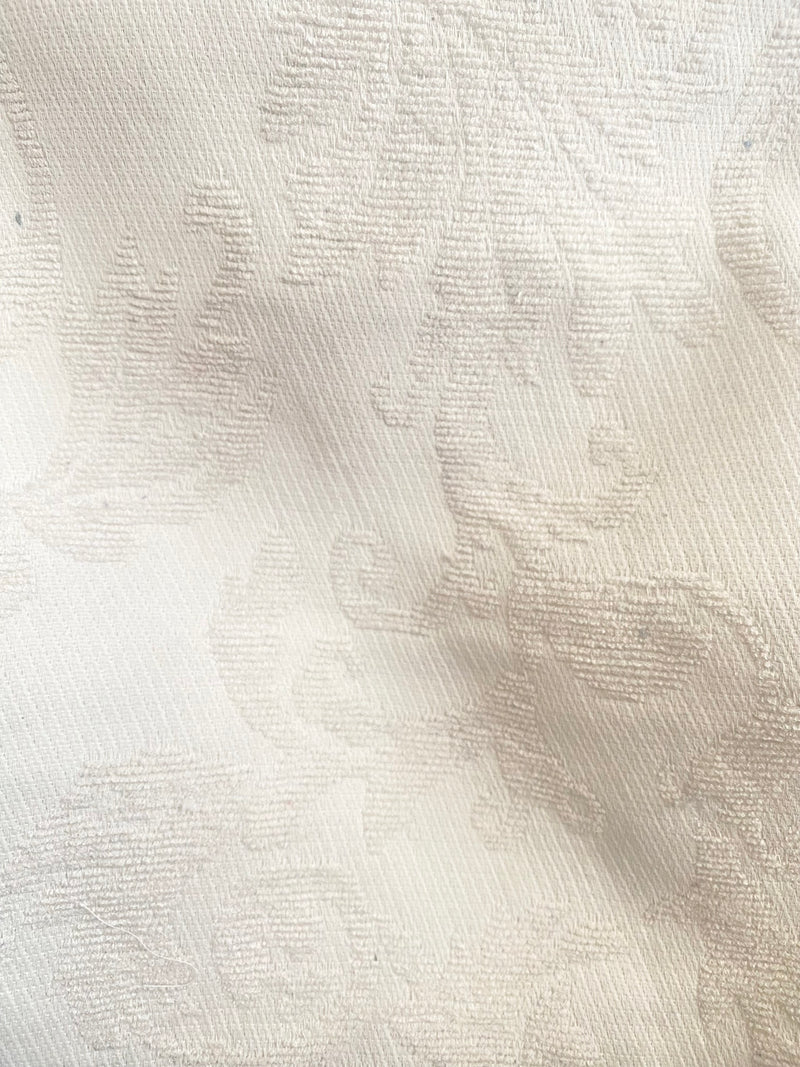 NEW! SALE! King Sam Brocade Jacquard Burnout Upholstery Chenille Italian Fabric- White Ivory Floral- Upholstery Neoclassical