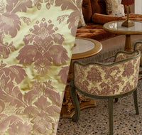 NEW! Princess Branda 100% Silk Satin Novelty Jacquard Damask Fabric- Pink and Gold - Fancy Styles Fabric Pierre Frey Lee Jofa Brunschwig & Fils