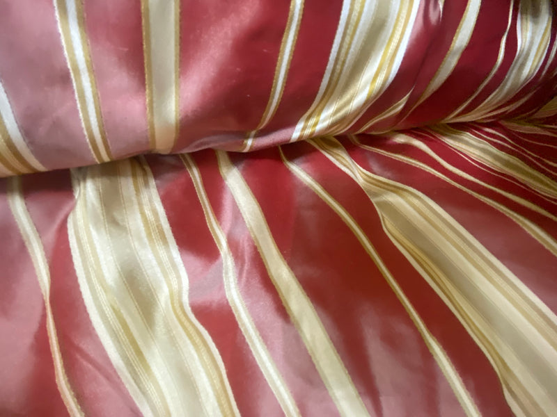 NEW Lady Lali 100% Silk Taffeta Fabric with Red Candy-cane Stripes