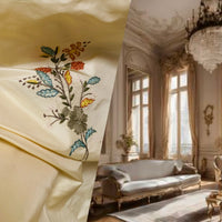 NEW! Princess Jardin 100% Silk Taffeta Novelty Embroidered Drapery Fabric in Floral- Cream - Fancy Styles Fabric Pierre Frey Lee Jofa Brunschwig & Fils