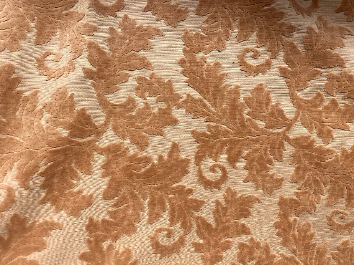 NEW! Prince Lether - Designer Italian Venetian Burnout Floral Velvet Peach Pink Fabric Upholstery - Fancy Styles Fabric Pierre Frey Lee Jofa Brunschwig & Fils