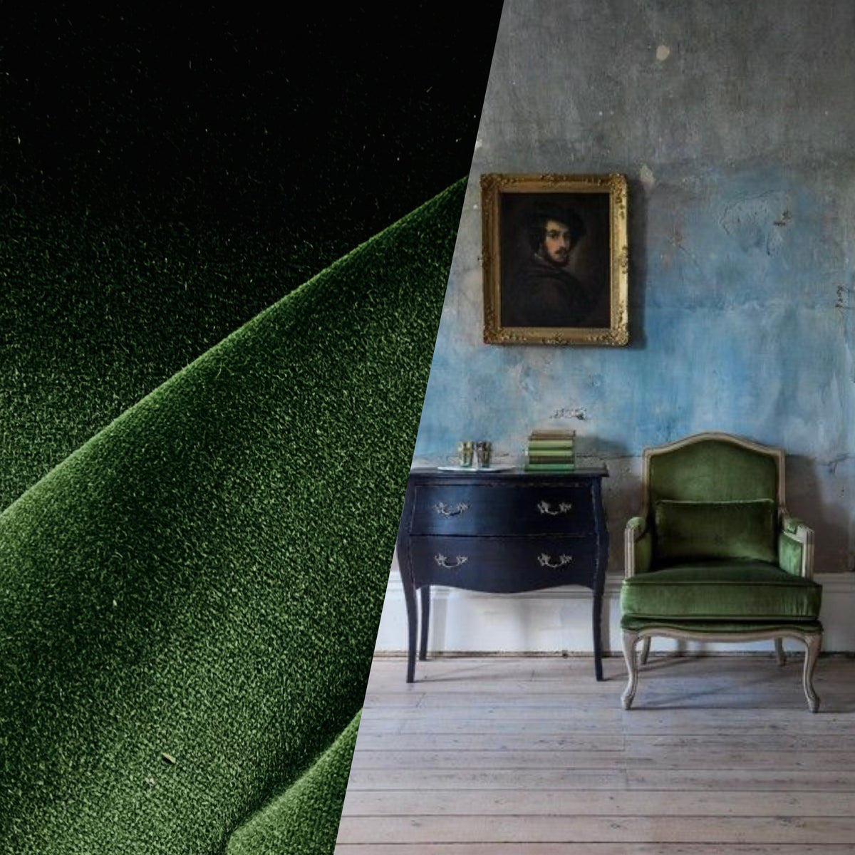 New Prince Oliver 100% Cotton made in Belgium Velvet Fabric in Central Park Green - Fancy Styles Fabric Pierre Frey Lee Jofa Brunschwig & Fils