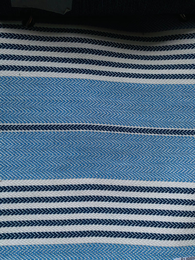 New! SUNBRELLA Navy and French Blue Stripes Waterproof Indoor Outdoor Upholstery Fabric