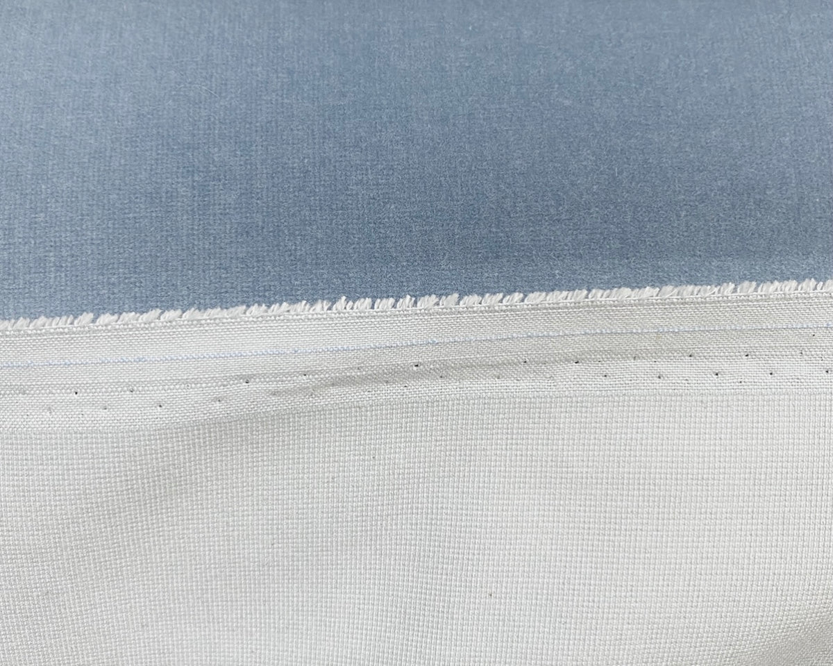 New Prince Oliver 100% Cotton made in Belgium Velvet Fabric in Bel Air Blue - Fancy Styles Fabric Pierre Frey Lee Jofa Brunschwig & Fils