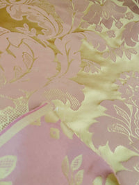 NEW! Princess Branda 100% Silk Satin Novelty Jacquard Damask Fabric- Pink and Gold - Fancy Styles Fabric Pierre Frey Lee Jofa Brunschwig & Fils