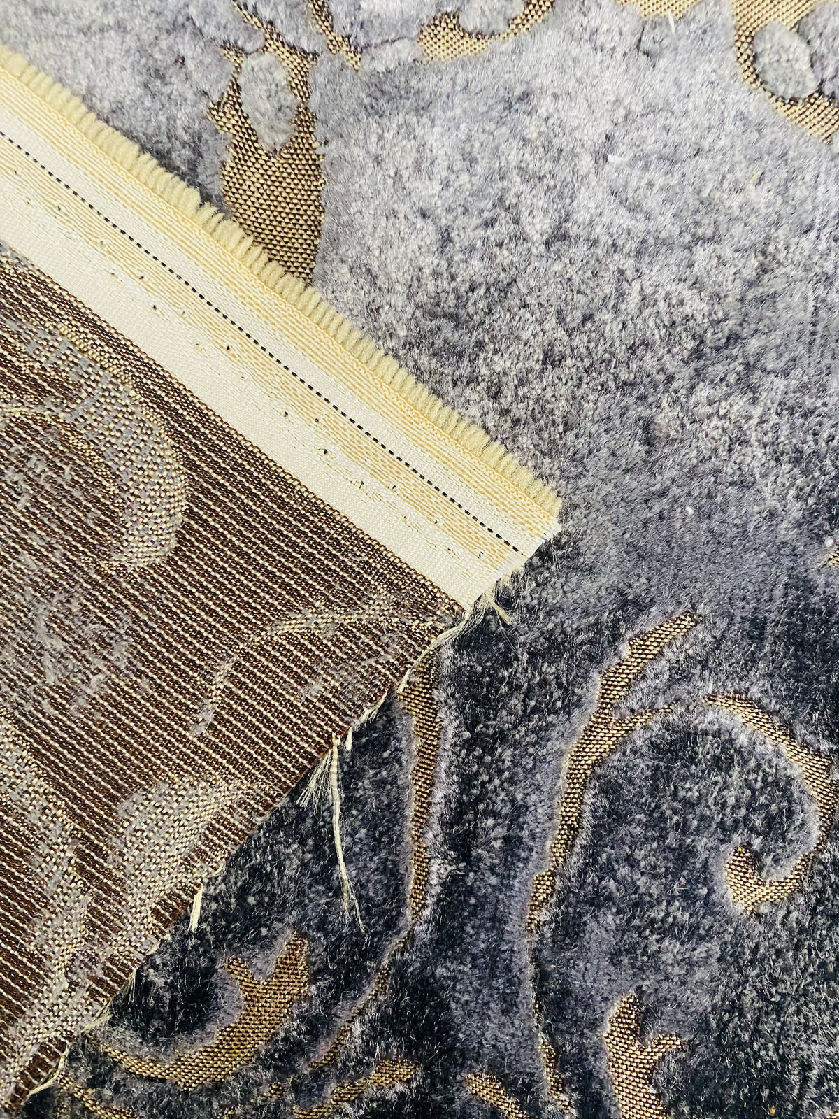 NEW! Duke Santori Designer Venetian Italian Burnout Medallion Chenille Velvet Silver-Charcoal Grey Bronze Fabric Upholstery - Fancy Styles Fabric Pierre Frey Lee Jofa Brunschwig & Fils