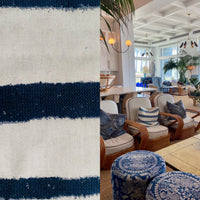 New! SUNBRELLA Indigo Blue Uneven Painted Stripe Waterproof Indoor Outdoor Upholstery Fabric - Fancy Styles Fabric Pierre Frey Lee Jofa Brunschwig & Fils