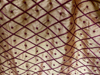 NEW Duchess Dorta 100% Silk Dupioni Embroidered Diamond Dot Motif Cream White and Burgundy Red - Fancy Styles Fabric Pierre Frey Lee Jofa Brunschwig & Fils