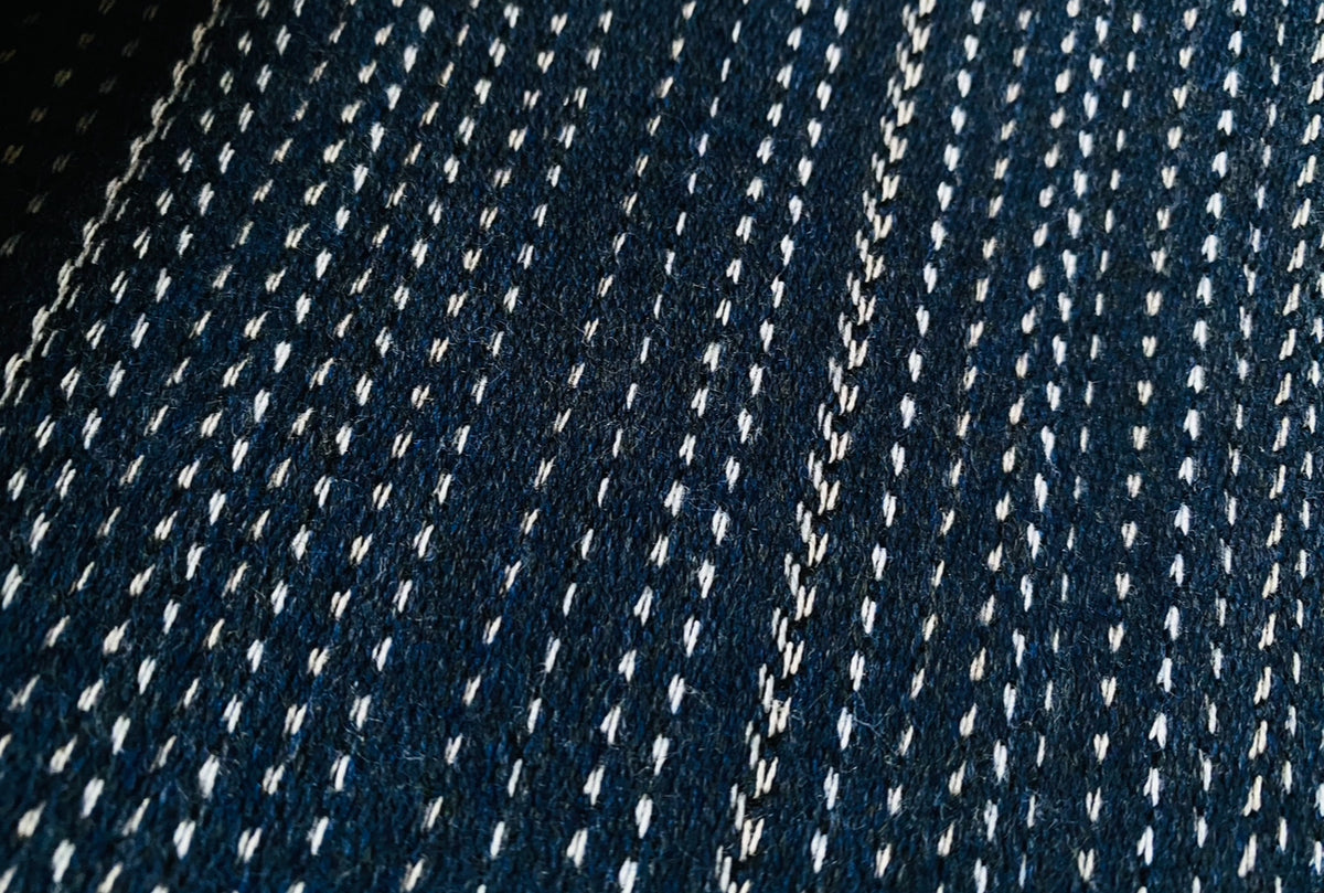 New! SUNBRELLA Navy Indigo Blue Dot Stripes Waterproof Indoor Outdoor Upholstery Fabric - Fancy Styles Fabric Pierre Frey Lee Jofa Brunschwig & Fils