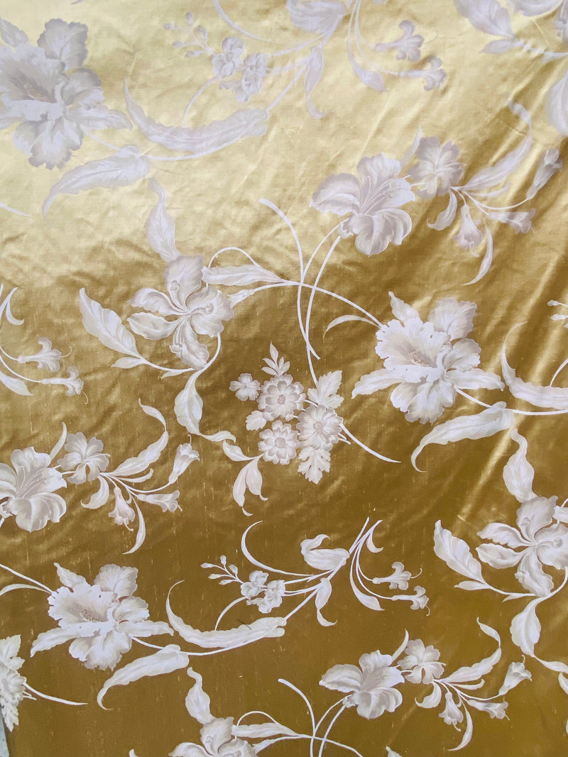 NEW! Princess Tafita 100% Silk Dupioni Novelty Drapery Fabric with a Printed Floral Motif