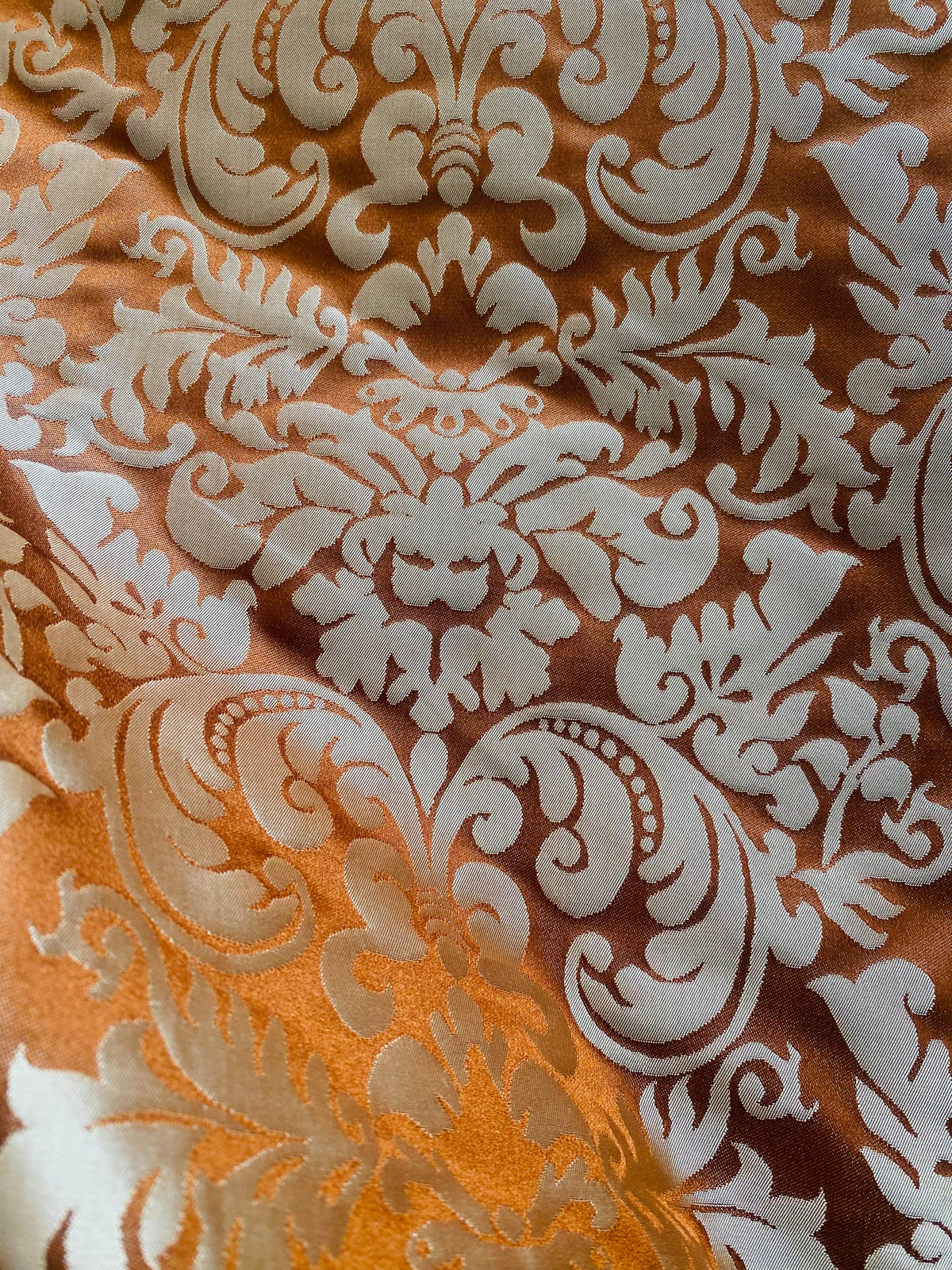 NEW Queen Lauper 100% Silk Jacquard Novelty Neoclassical Floral Damask Matte Satin Brick Red and Gold Jacquard Drapery Fabric - Fancy Styles Fabric Pierre Frey Lee Jofa Brunschwig & Fils