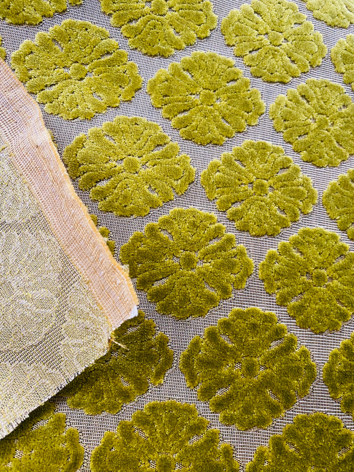 NEW! Prince Mikaile - Designer Italian Venetian Burnout Damask Cut Velvet Yellow Chartreuse Fabric Upholstery - Fancy Styles Fabric Pierre Frey Lee Jofa Brunschwig & Fils