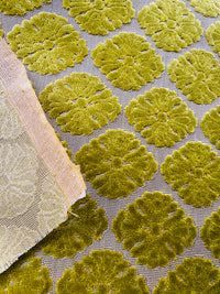 NEW! Prince Mikaile - Designer Italian Venetian Burnout Damask Cut Velvet Yellow Chartreuse Fabric Upholstery - Fancy Styles Fabric Pierre Frey Lee Jofa Brunschwig & Fils