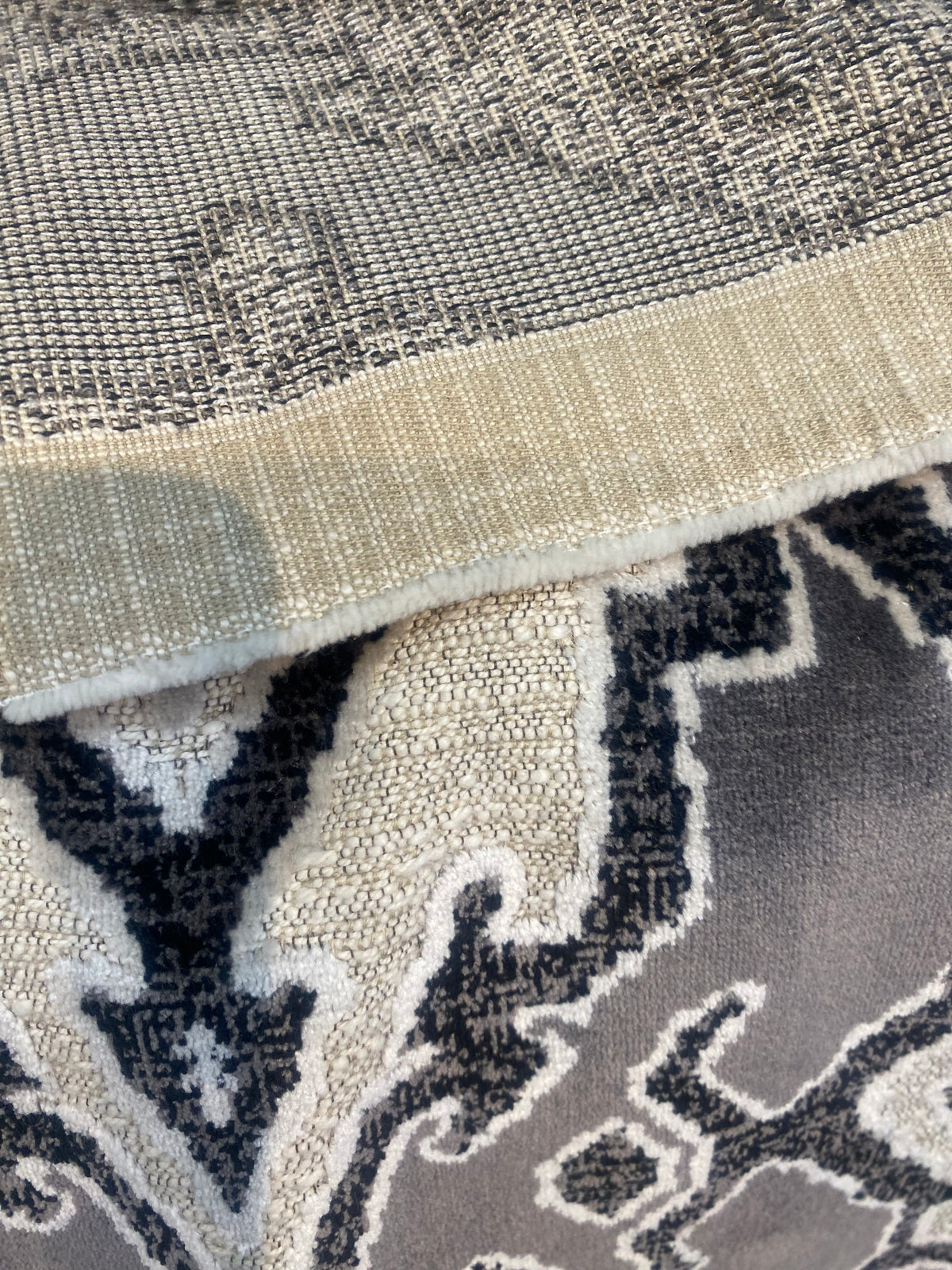 King Chantrel Designer Medallion Damask Velvet Fabric Upholstery-Dark Grey, Black and White - Fancy Styles Fabric Pierre Frey Lee Jofa Brunschwig & Fils