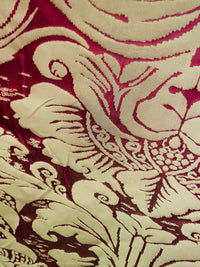 NEW! King Sante 100% Silk Satin Novelty Jacquard Damask Fabric- Red and Gold - Fancy Styles Fabric Pierre Frey Lee Jofa Brunschwig & Fils