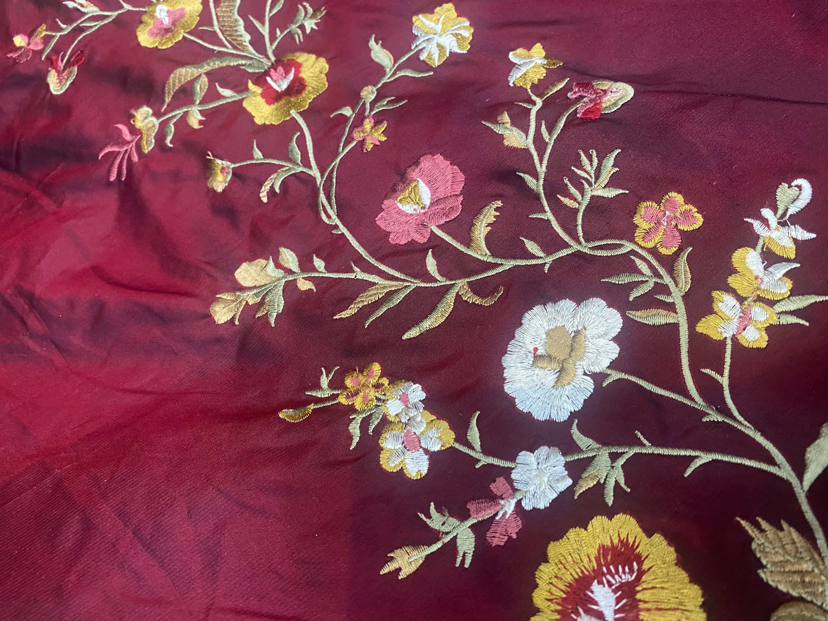 NEW Duchess Alethea Beige Iridescence 100% Silk Embroidered Fabric