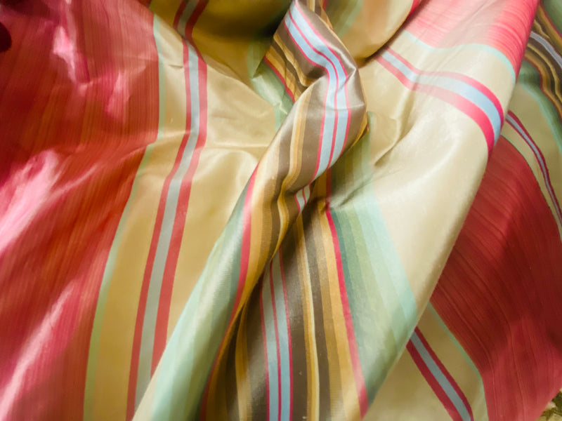 NEW Prince Antoine 100% Silk Taffeta Interior Design Fabric Stripes Motif