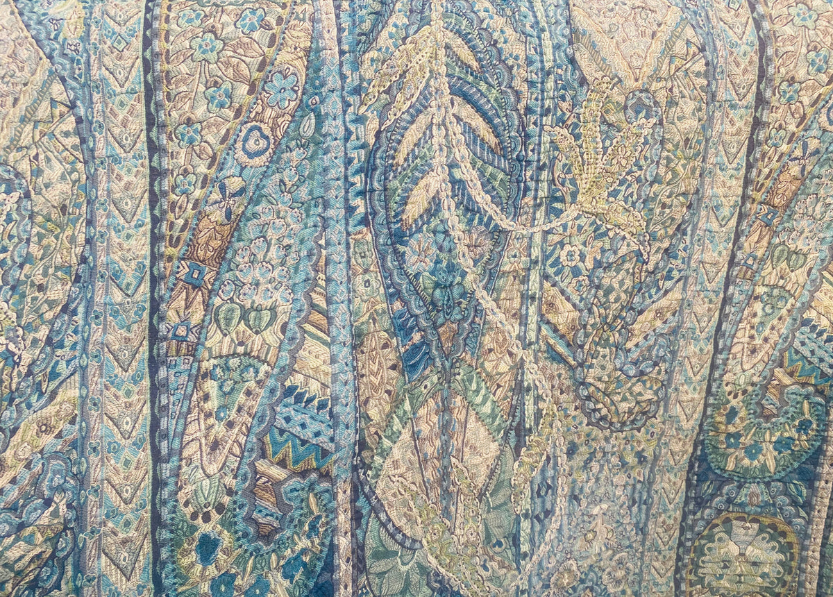 NEW Queen Lila Quilted Blanket Fabric Imported from Italy- Upholstery & Drapery- Blue Melange - Fancy Styles Fabric Pierre Frey Lee Jofa Brunschwig & Fils