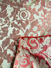 NEW! Princess Heart 100% Silk Satin Novelty Jacquard Damask Fabric- Pink and Gold - Fancy Styles Fabric Pierre Frey Lee Jofa Brunschwig & Fils