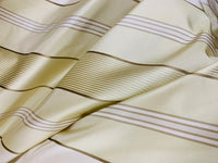 Lady Gretta 100% Silk Taffeta Ribbon Stripes Fabric - Pistachio Green and Gold - Fancy Styles Fabric Pierre Frey Lee Jofa Brunschwig & Fils
