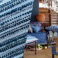 New! SUNBRELLA Navy Indigo Blue Stripes Boucle Waterproof Indoor Outdoor Upholstery Fabric - Fancy Styles Fabric Pierre Frey Lee Jofa Brunschwig & Fils