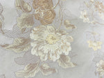 NEW Queen Drea Designer Brocade Satin Fabric- French Antique White Floral- Upholstery and Drapery
