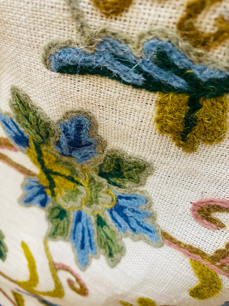 NEW Lady Batilda Novelty Crewel Floral Embroidery Linen Inspired Fabric Upholstery Costume Drapery