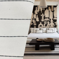 New! SUNBRELLA Novelty Boucle Water Repellant Indoor Outdoor Black Dot Stripes Upholstery and Decorating Fabric - Fancy Styles Fabric Pierre Frey Lee Jofa Brunschwig & Fils