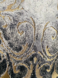 NEW! Duke Santori Designer Venetian Italian Burnout Medallion Chenille Velvet Silver-Charcoal Grey Bronze Fabric Upholstery - Fancy Styles Fabric Pierre Frey Lee Jofa Brunschwig & Fils