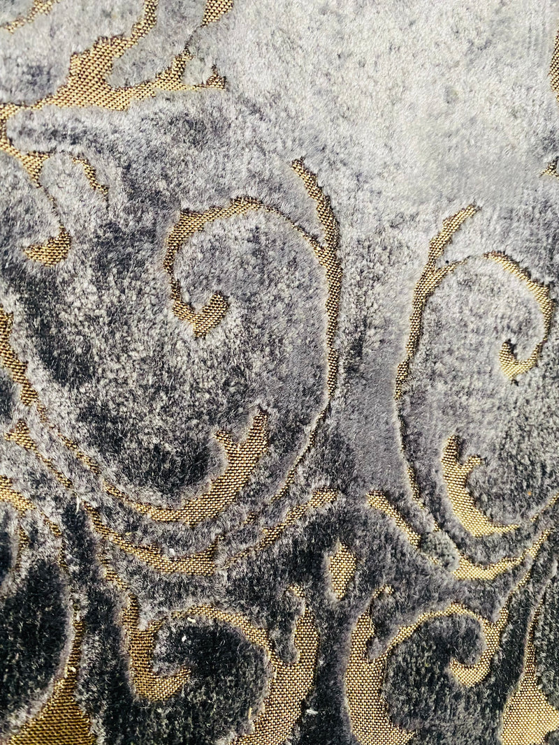 NEW! Duke Santori Designer Venetian Italian Burnout Medallion Chenille Silver-Charcoal Grey Bronze Fabric Upholstery