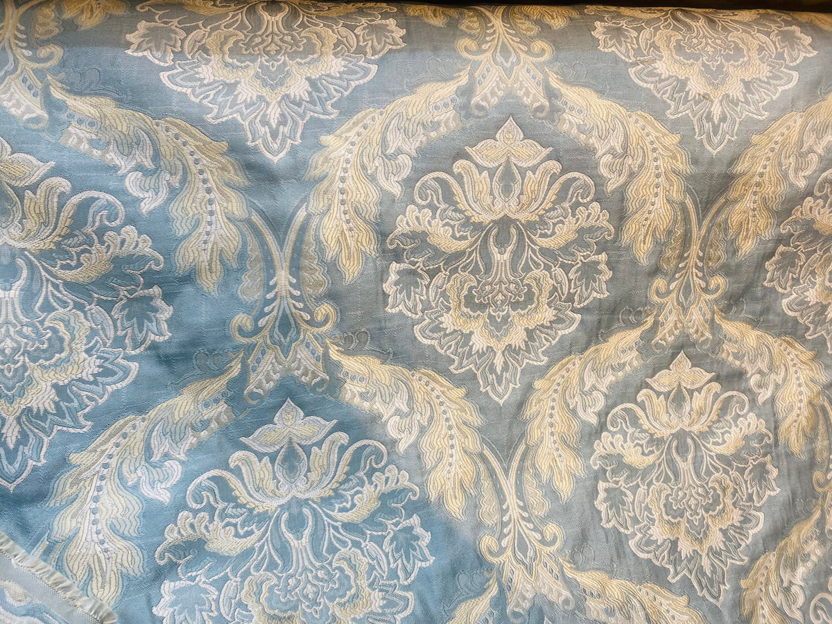 NEW! King Jegeus Designer Quilted Brocade Damask Upholstery Fabric- French Blue - Fancy Styles Fabric Pierre Frey Lee Jofa Brunschwig & Fils