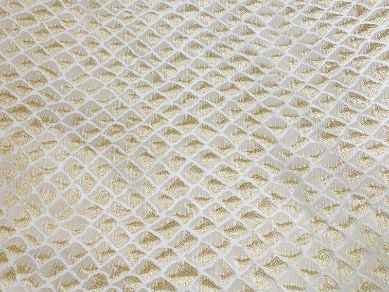 NEW! Duchess Fante Brocade Satin Fabric- Champagne- Diamond Upholstery Neoclassical Louis