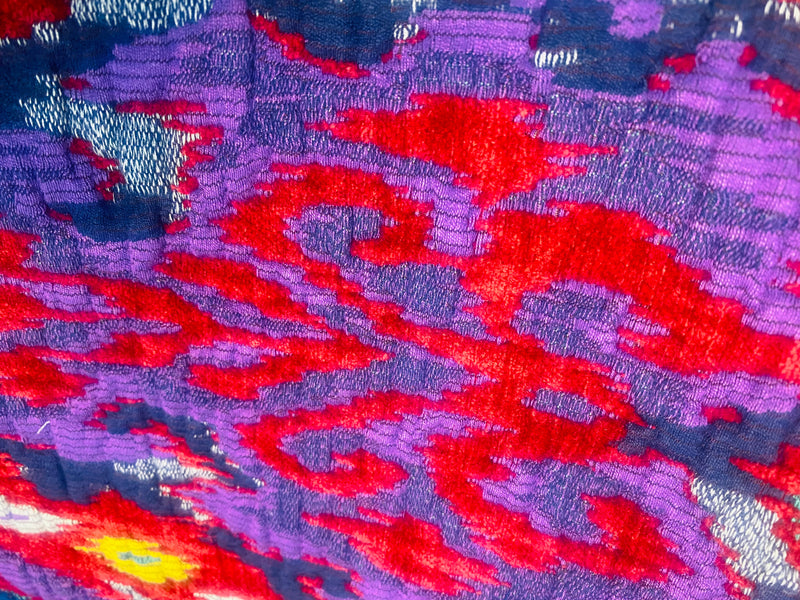 NEW Queen Shila Upholstery Tribal Velvet Fabric Imported from Belgium- Red Purple Melange