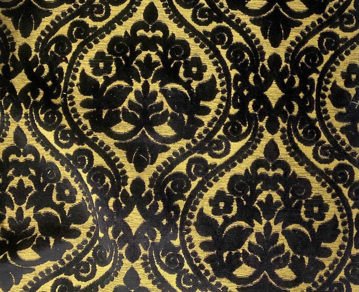Sir Sanders Novelty Burnout Medallion Chenille Velvet Fabric - Black- Upholstery - Fancy Styles Fabric Pierre Frey Lee Jofa Brunschwig & Fils