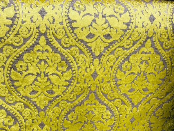 NEW! Sir Sanders Novelty Burnout Medallion Chenille Velvet Fabric - Electric Yellow- Upholstery - Fancy Styles Fabric Pierre Frey Lee Jofa Brunschwig & Fils