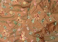 Princess Carey 100% Silk Taffeta Embroidered Floral Fabric - Salmon