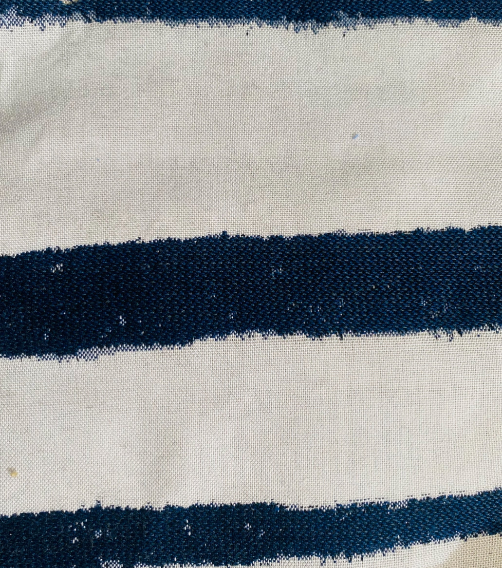 New! SUNBRELLA Indigo Blue Uneven Painted Stripe Waterproof Indoor Outdoor Upholstery Fabric - Fancy Styles Fabric Pierre Frey Lee Jofa Brunschwig & Fils