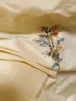 NEW! Princess Jardin 100% Silk Taffeta Novelty Embroidered Drapery Fabric in Floral- Cream
