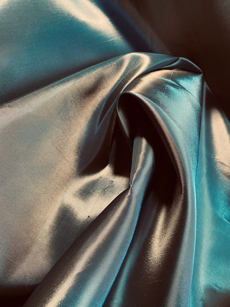App Sale: Queen Unn Designer “Faux Silk” Fabric Blue & Gold Iridescent